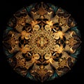 abstract digital illustration of stained glass kaleidoscope, AI generated