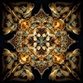 abstract digital illustration of stained glass kaleidoscope, AI generated