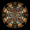 abstract digital illustration of stained glass kaleidoscope, AI generated