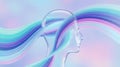 Abstract digital illustration of a translucent human profile with flowing energy waves representing creativity and innovation Royalty Free Stock Photo