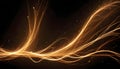 Abstract digital image of a golden, glowing line of energy flowing across a black background.