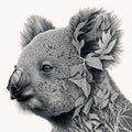 Abstract Australian Koala Side Profile on white background