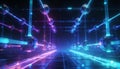 Abstract digital infrastructure forming a virtual data corridor with glowing network nodes for ai and metaverse communication Royalty Free Stock Photo