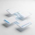 Abstract Digital Interface with Four Connected White Panels and Blue Lines technology Royalty Free Stock Photo