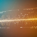 Abstract digital interface featuring dynamic waveforms and interconnected nodes. Royalty Free Stock Photo