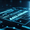 Abstract digital interface with glowing data visualization and futuristic elements Royalty Free Stock Photo