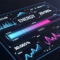 Abstract Digital Interface Showing Energy Management and Performance Data with Dynamic Graphs and Progress Bars in a High-Tech Royalty Free Stock Photo