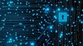 Abstract Digital Keyhole Security Network Glowing Circuit Board Background