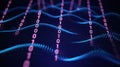 Abstract Digital Landscape with Binary Code and Wavy Data Streams technology network Royalty Free Stock Photo