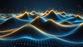 Abstract digital landscape of data visualization with glowing lines and points Royalty Free Stock Photo