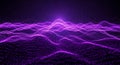 Abstract Digital Landscape of Glowing Purple Particles Forming Waves and Peaks image Royalty Free Stock Photo
