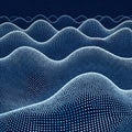 Abstract Digital Landscape with Dotted Patterns and Gradient Blue Waves Royalty Free Stock Photo
