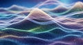 Abstract Digital Landscape - Wavy Particles and Light Trails, Futuristic Data Flow Royalty Free Stock Photo