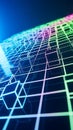 Abstract digital landscape featuring a glowing grid of interconnected cubes and vibrant light effects Mobile WallPaper Background Royalty Free Stock Photo