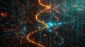 Digital DNA Helix with Binary Code and Futuristic Interface Structure Background Royalty Free Stock Photo