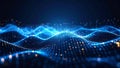 Abstract digital landscape of glowing blue lines and dots, representing data flow and technology. Royalty Free Stock Photo