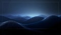 Abstract Digital Landscape with Glowing Blue Waves and Particles: Futuristic Data Visualization in Dark Blue Tones Royalty Free Stock Photo