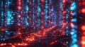 Abstract Digital Data Stream Background with Binary Code and Glowing Light Effects Royalty Free Stock Photo