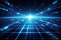 Digital Grid and Binary Code Tunnel with Bright Light Horizon Royalty Free Stock Photo