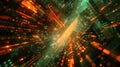 Abstract Digital Network Data Flow Background with Orange and Green Lights Tunnel Royalty Free Stock Photo
