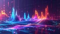 Futuristic Digital Data Visualization with Neon Lights Royalty Free Stock Photo