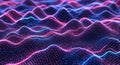 Abstract Digital Landscape of Glowing Neon Waves and Particles background Royalty Free Stock Photo