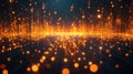 Abstract digital landscape with glowing particles Royalty Free Stock Photo