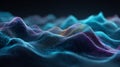 Abstract digital landscape with glowing particles creating a futuristic wave pattern perfect for technology and science Royalty Free Stock Photo
