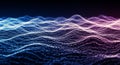 Abstract Digital Landscape of Glowing Particles Forming Waves and Mountains Royalty Free Stock Photo
