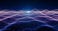 Abstract Digital Landscape of Glowing Particles Forming Wavy Lines and Hills background Royalty Free Stock Photo