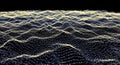 Abstract Digital Landscape of Glowing Particles Forming Wavy Patterns on Black Background digital art Royalty Free Stock Photo