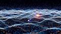 Abstract digital landscape with glowing particles and futuristic waves Royalty Free Stock Photo