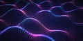 Digital Landscape of Glowing Purple and Blue Particle Waves abstract background Royalty Free Stock Photo