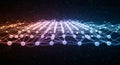 Abstract digital landscape with interconnected nodes Royalty Free Stock Photo