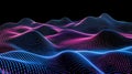 Abstract Digital Landscape of Neon Blue and Pink Data Waves on Black Background - Futuristic 3D Grid Visualization Royalty Free Stock Photo