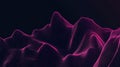 Abstract Digital Landscape of Neon Pink Wavy Lines on Dark Background - Futuristic Data Visualization Royalty Free Stock Photo