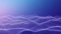Abstract digital landscape of a purple dotted wave pattern with a soft blue gradient background and subtle light Royalty Free Stock Photo