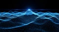 Abstract Blue Digital Waveform Landscape with Glowing Peak and Dark Background image photo Royalty Free Stock Photo