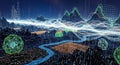 Abstract Digital Landscape Data Visualization Network Royalty Free Stock Photo