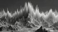 Abstract digital landscape with sharp peaks and valleys, grayscale rendering Royalty Free Stock Photo