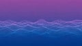 Abstract digital landscape of a sound wave or data stream formed by tiny white dots on a purple and blue gradient Royalty Free Stock Photo