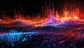 Abstract digital landscape with vibrant data waves