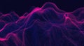 Abstract digital landscape visualization with glowing pink lines Royalty Free Stock Photo