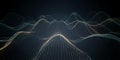 Abstract Digital Landscape of Wavy Lines and Particles on Dark Background wave Royalty Free Stock Photo