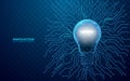 Abstract digital light bulb with circuit board outside.
