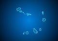 Abstract digital map of cape Verde with particles dots and line. polygonal network business. Wireframe landscape background. Big
