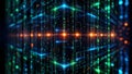 Abstract Digital Matrix of Binary Code and Glowing Geometric Shapes technology data Royalty Free Stock Photo