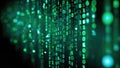 Abstract digital matrix of glowing green binary code on black background Royalty Free Stock Photo
