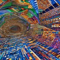 1366 Abstract Digital Mosaic: A creative and eclectic background featuring abstract digital mosaic with fragmented elements, vib
