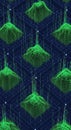 Abstract Digital Mountain Grid Seamless Pattern, Futuristic Data Visualization Royalty Free Stock Photo